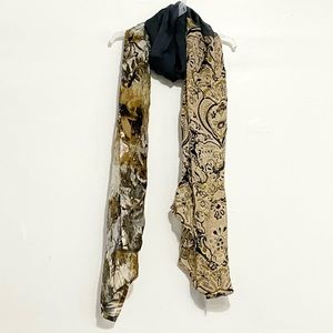 VIVANTE by VSA 100% Viscose Scarf Gray Paisley Floral Print 19.5”*72” NEW